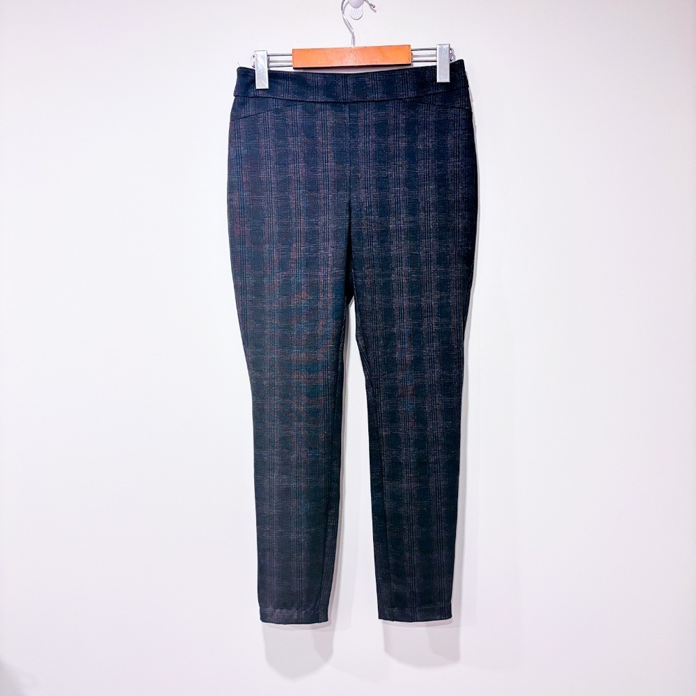 REITMANS Grey Stretch Skinny Pants with Subtle Plaid Pattern | Size 6 *